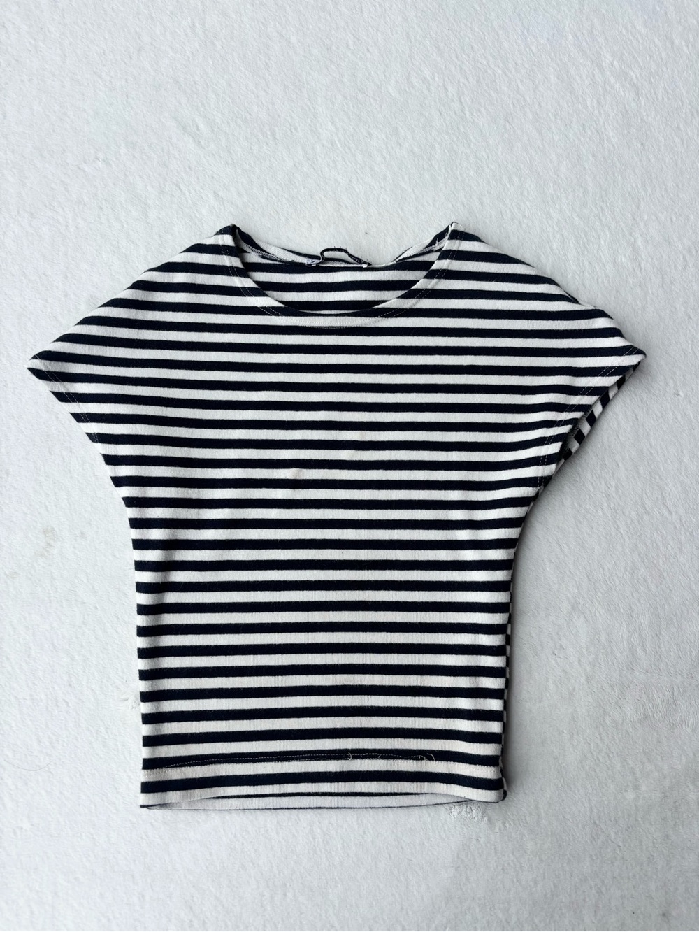 Zara Black & White Striped Crop Tee